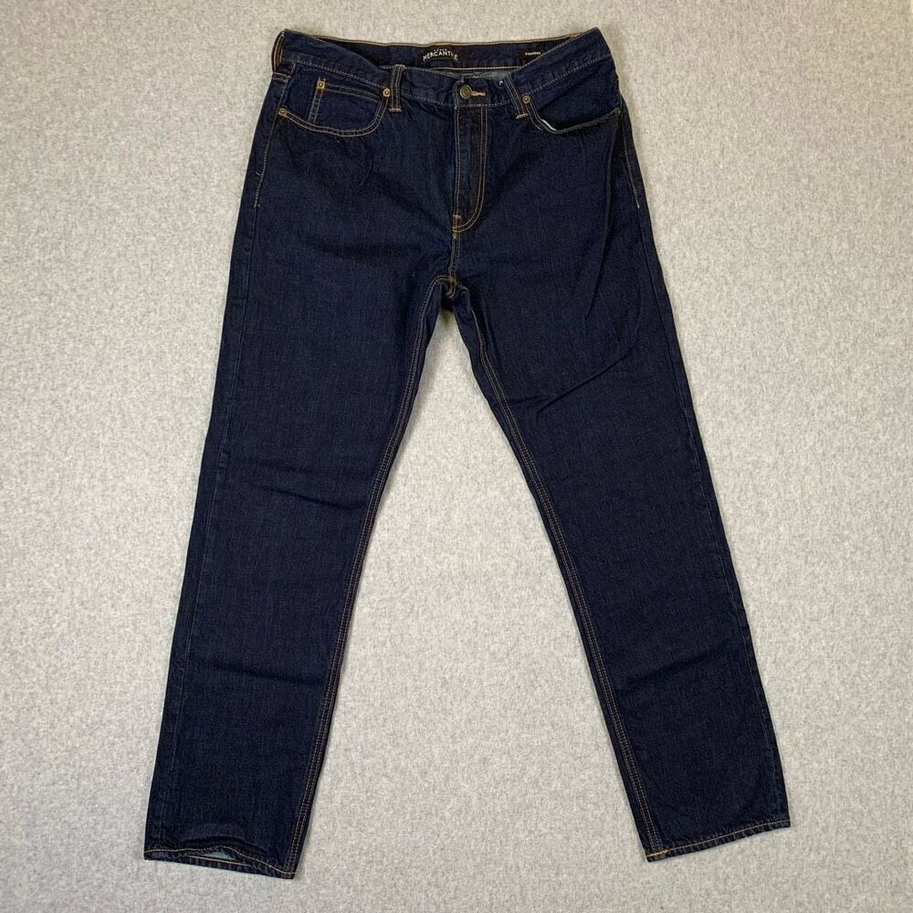 J Crew mercantile straight jeans mens 33x31 dark wash 5 pocket zip fly